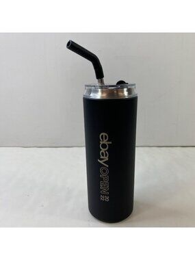 Ebay 2022 Open Black Insulated Stainless Steel Tumbler Straw Plastic Lid eBayana